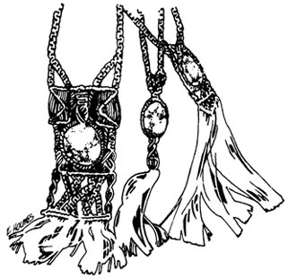 Elaborate on macrame designs with simple stones you can often get from jewelers and rockhounds for free.